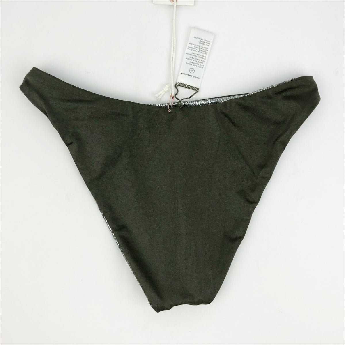Good American Metallic Better Reversible Bikini Bottom 3 Large Silver Green NWT