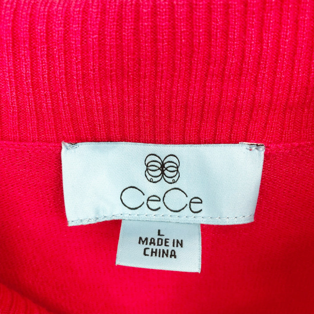 Cece Womens Sweater Knit Dress Large Rich Magenta Pink Long Sleeve NWT
