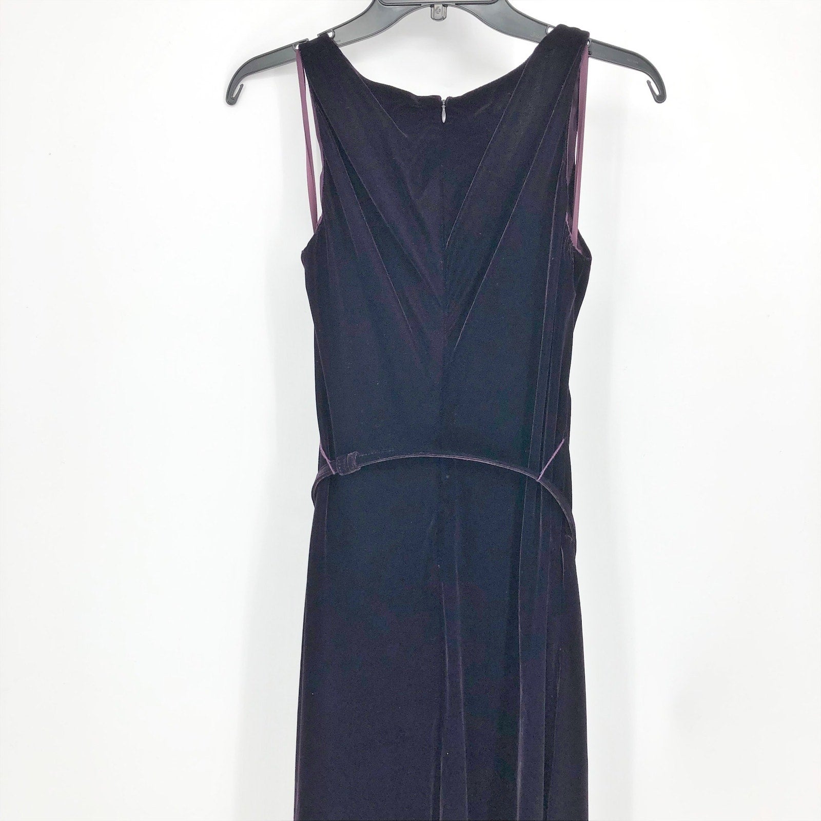 Lauren Ralph Lauren Velvet Evening Dress Size 2 Dark Purple Belt Sleeveless NWT