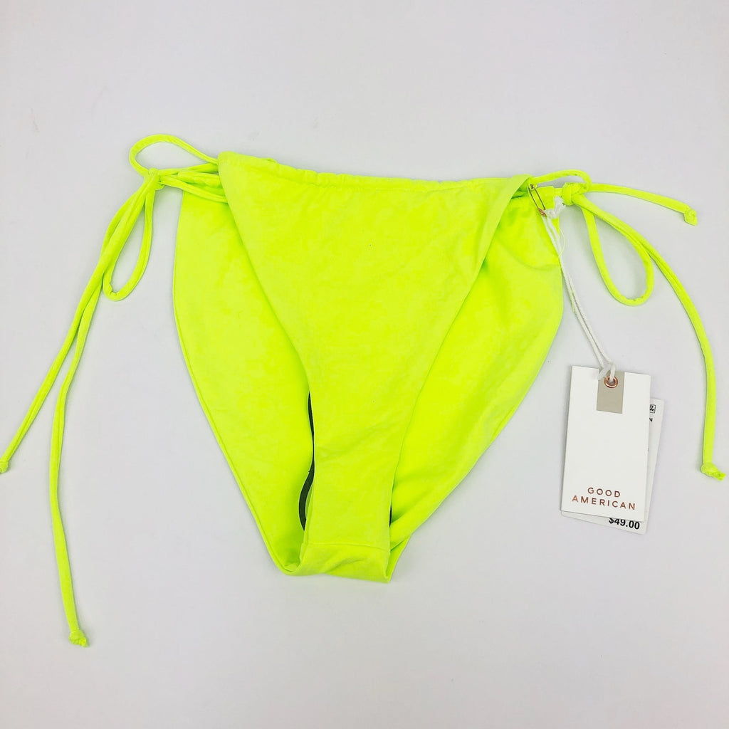 Good American Tiny Ties Bottoms 3 Large Swim Matte Electric Lime Green NWT FLAW