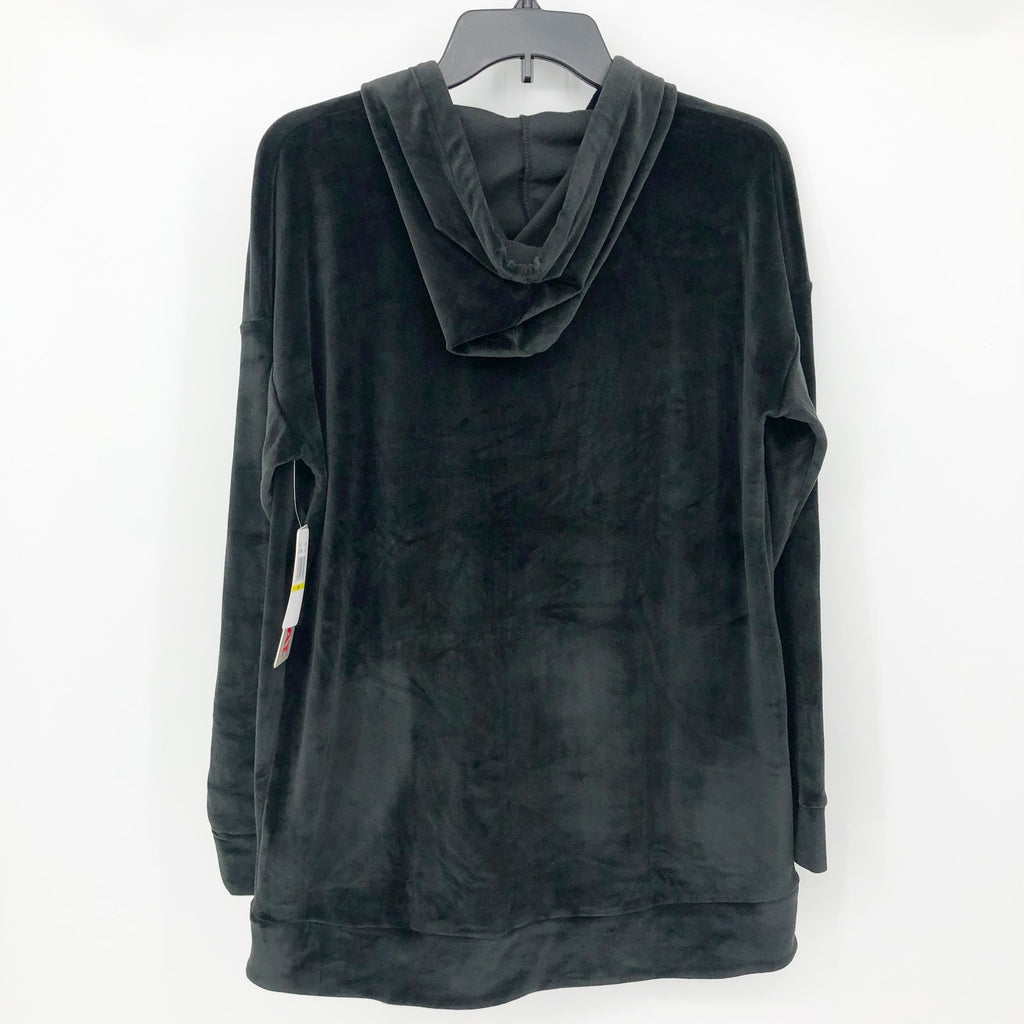32 Degress Heat Womens Velour Hoodie Medium Black Pullover Pouch Pocket NWT
