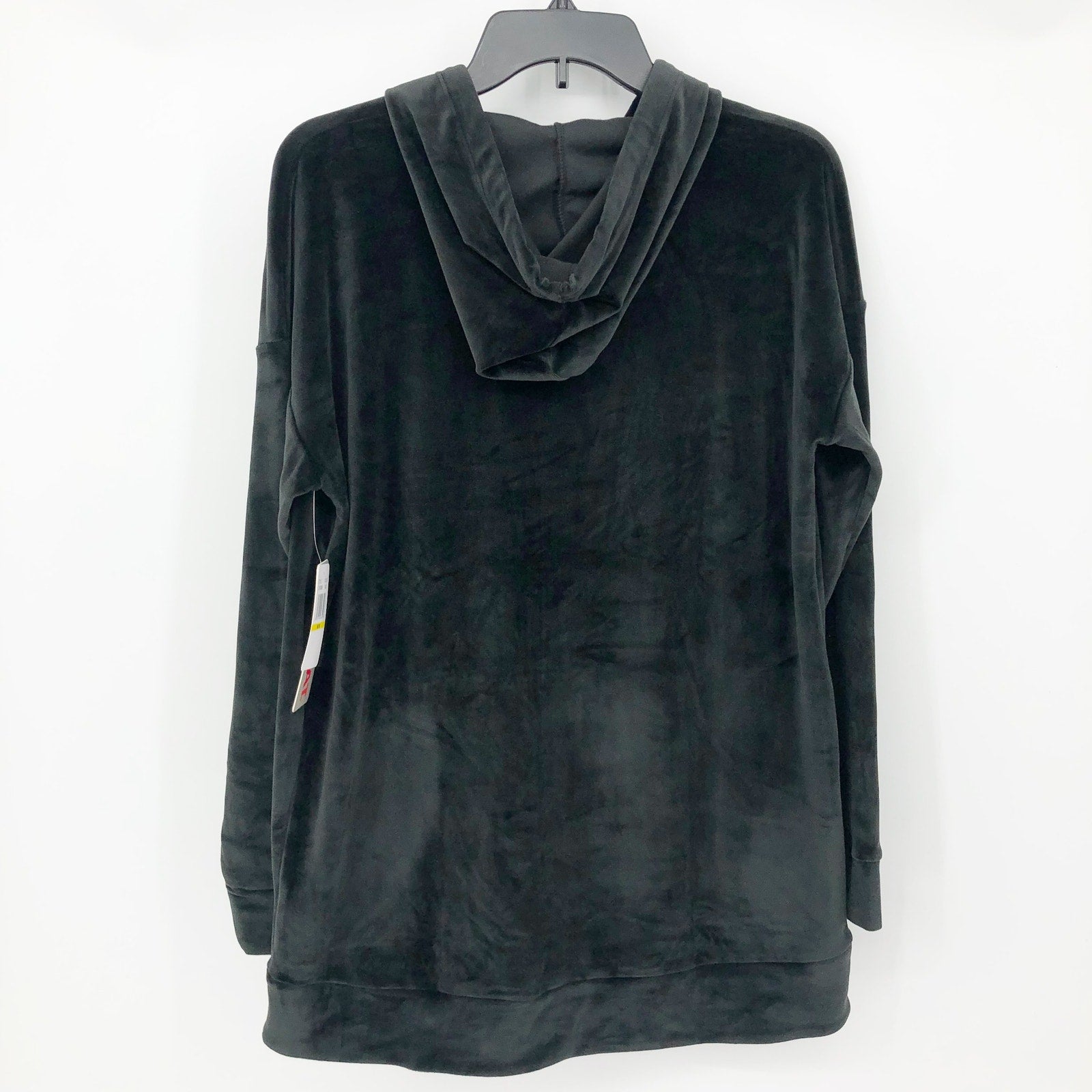 32 Degress Heat Womens Velour Hoodie Medium Black Pullover Pouch Pocket NWT