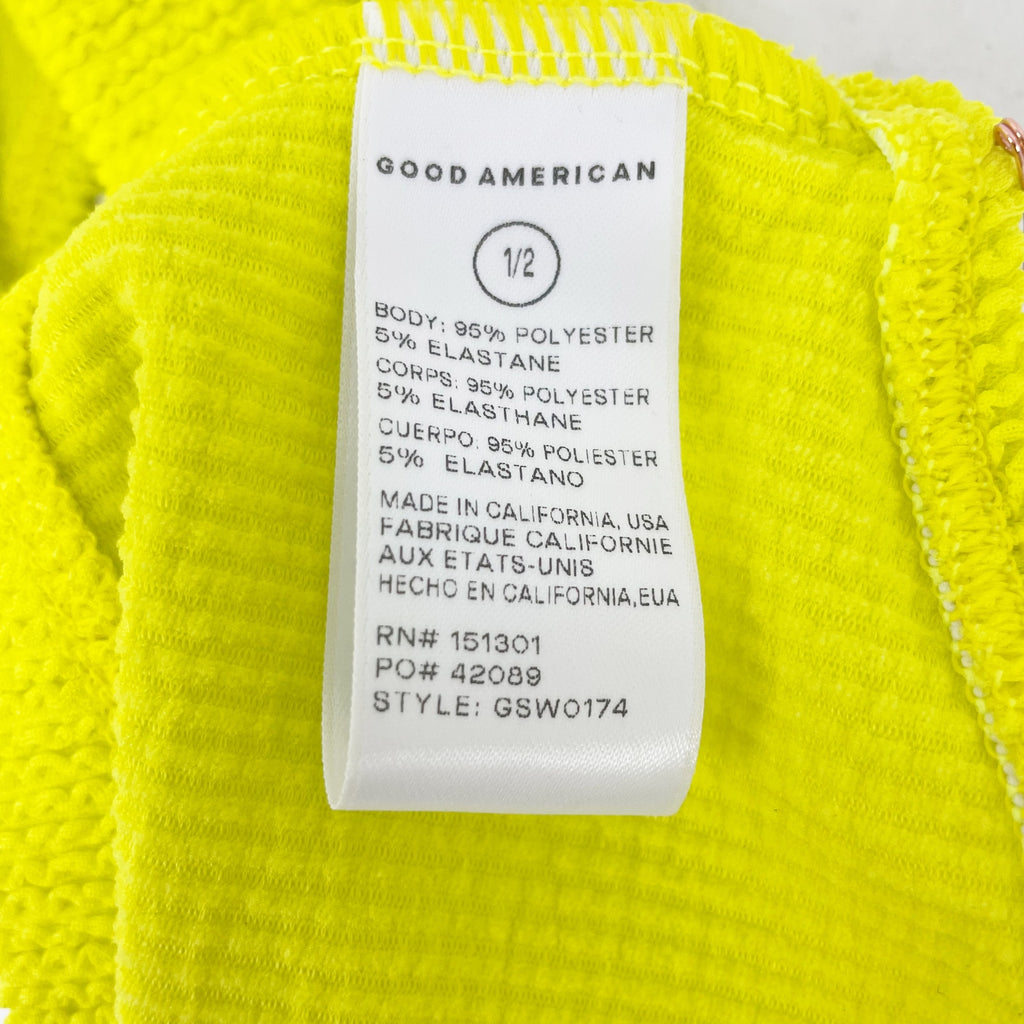 Good American Always Fits Bandeau Bikini Top 1/2 S-M Electric Yellow Swim NWT