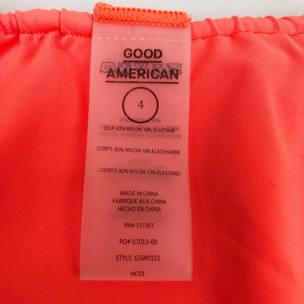 Good American Tiny Ties Bikini Bottoms 4 XL Swimwear Matte Hot Coral NWT