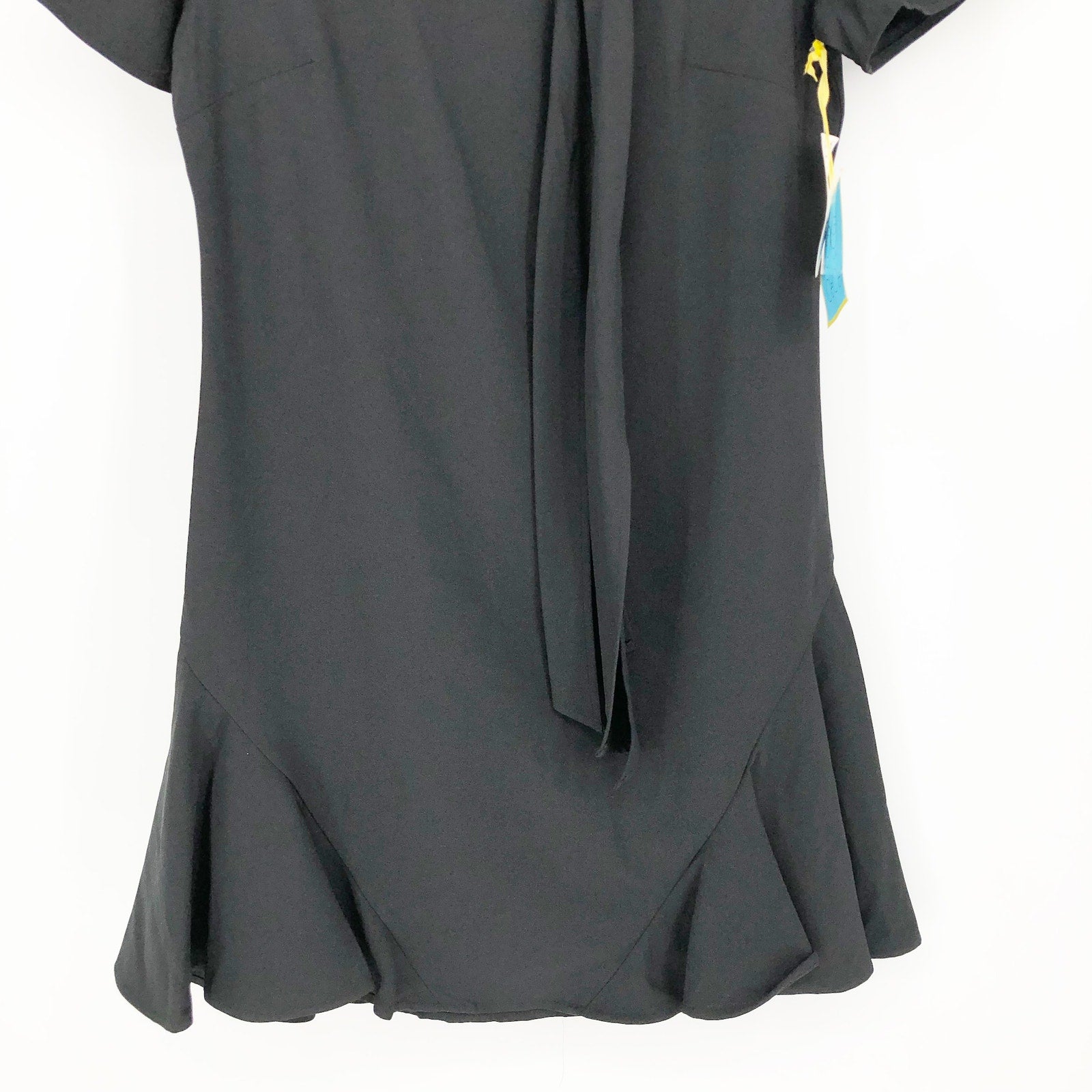 Cece Womens Bow Neck Mini Dress 4 Black Short Sleeve Fit & Flare Cocktail NWT