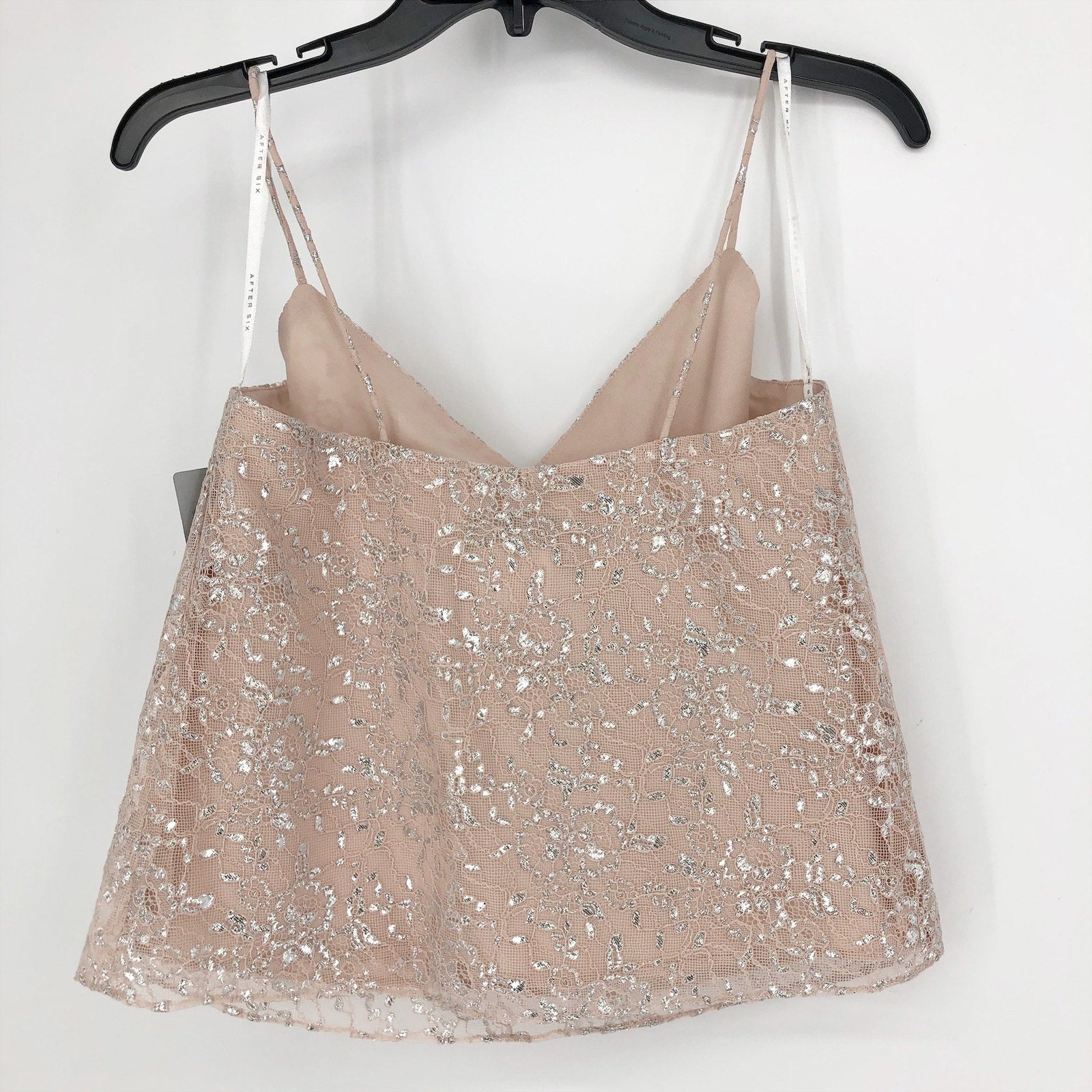 AFTER SIX Rococo Lace Sequin Two-Piece Gown Size 4 Champagne Silver Lace NWT
