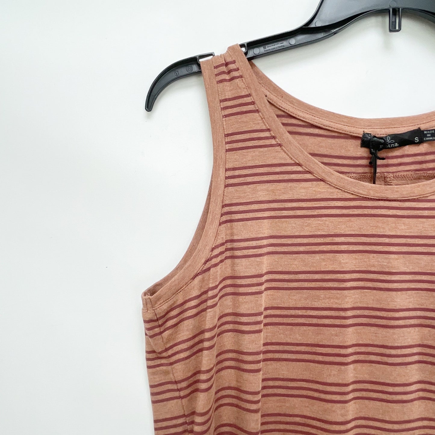 prAna Womens Foundation Tank Top XS Orange Red Scoop Neck Stripe