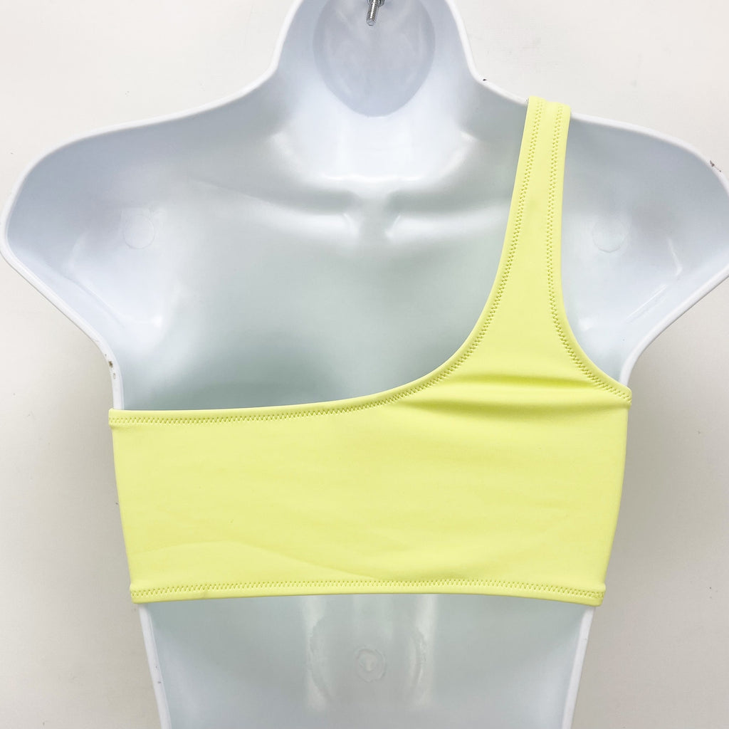 Good American Scuba Hot Shoulder Bikini Top Size 1 Small Swim Key Lime Green NWT