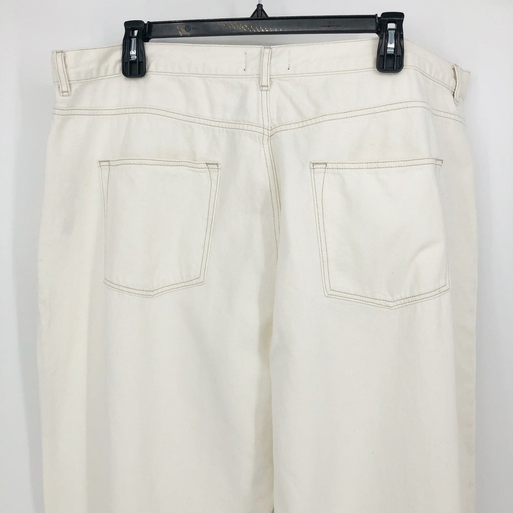 ASOS Womens Straight Keg Jeans US 20 Cream High Rise Denim Non Stretch Cotton