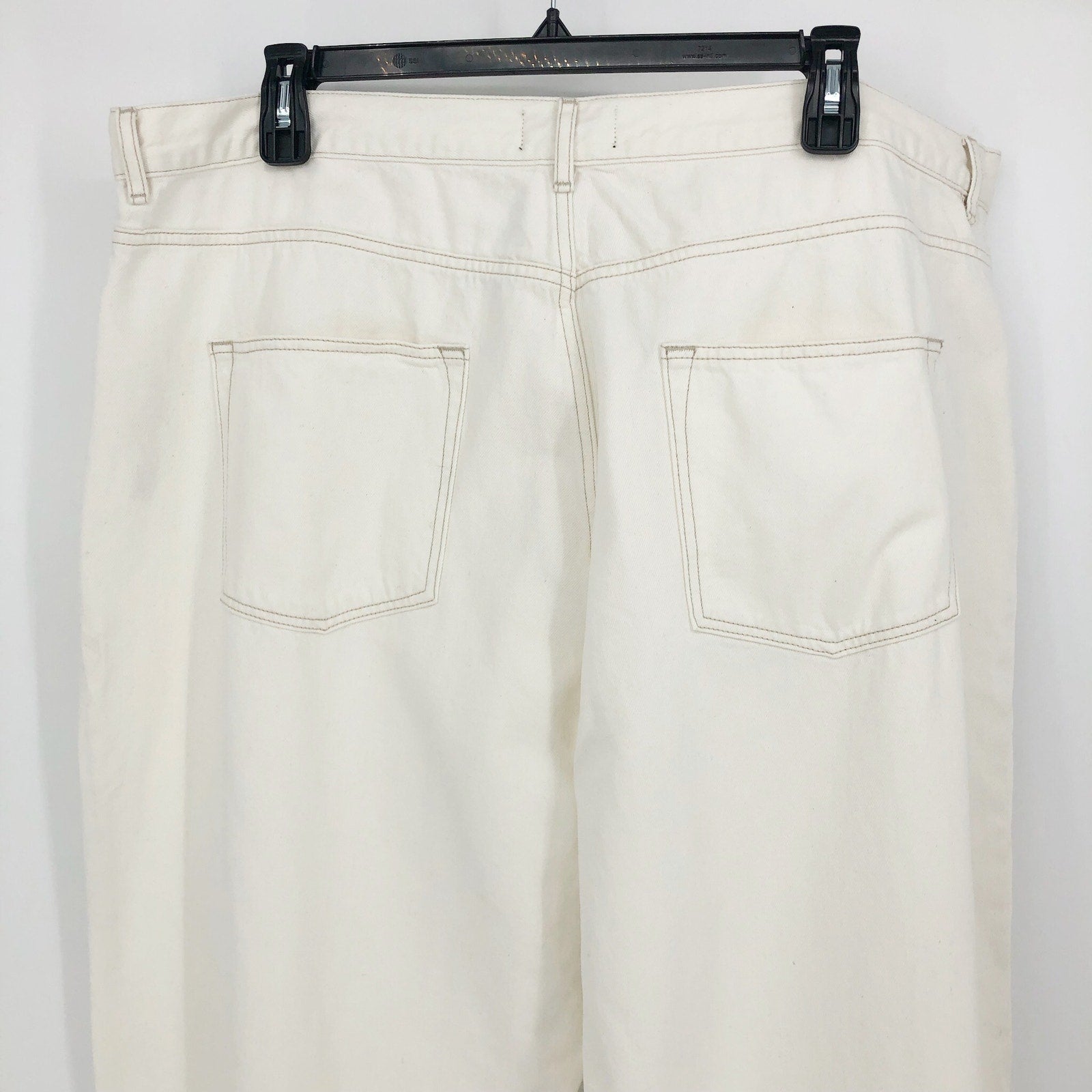 ASOS Womens Straight Keg Jeans US 20 Cream High Rise Denim Non Stretch Cotton