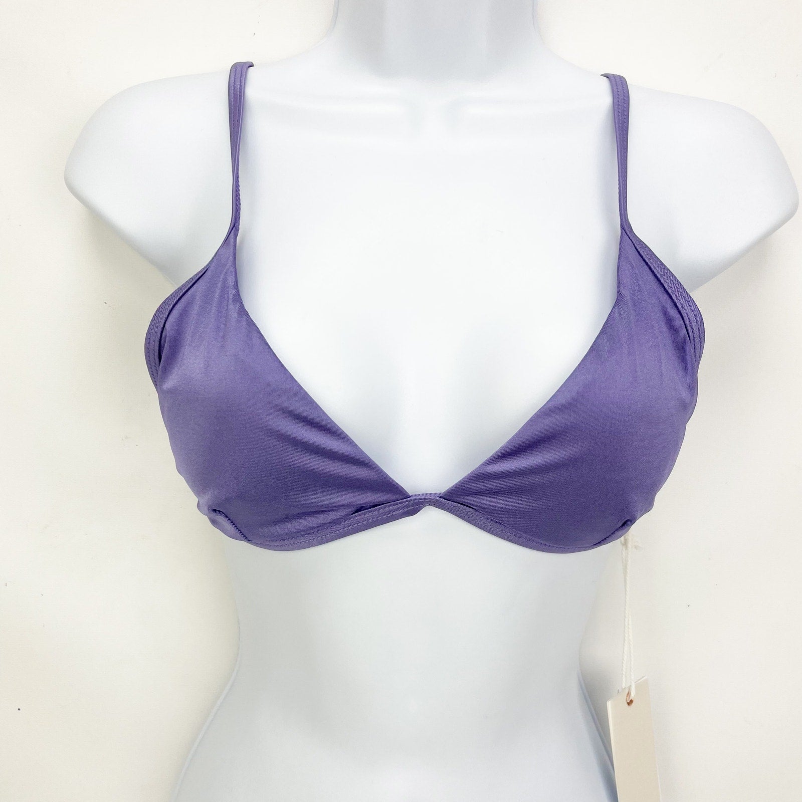 Good American Perfect Fit Triangle Bikini Top 2 M Swim Shine Lilac Purple NWT