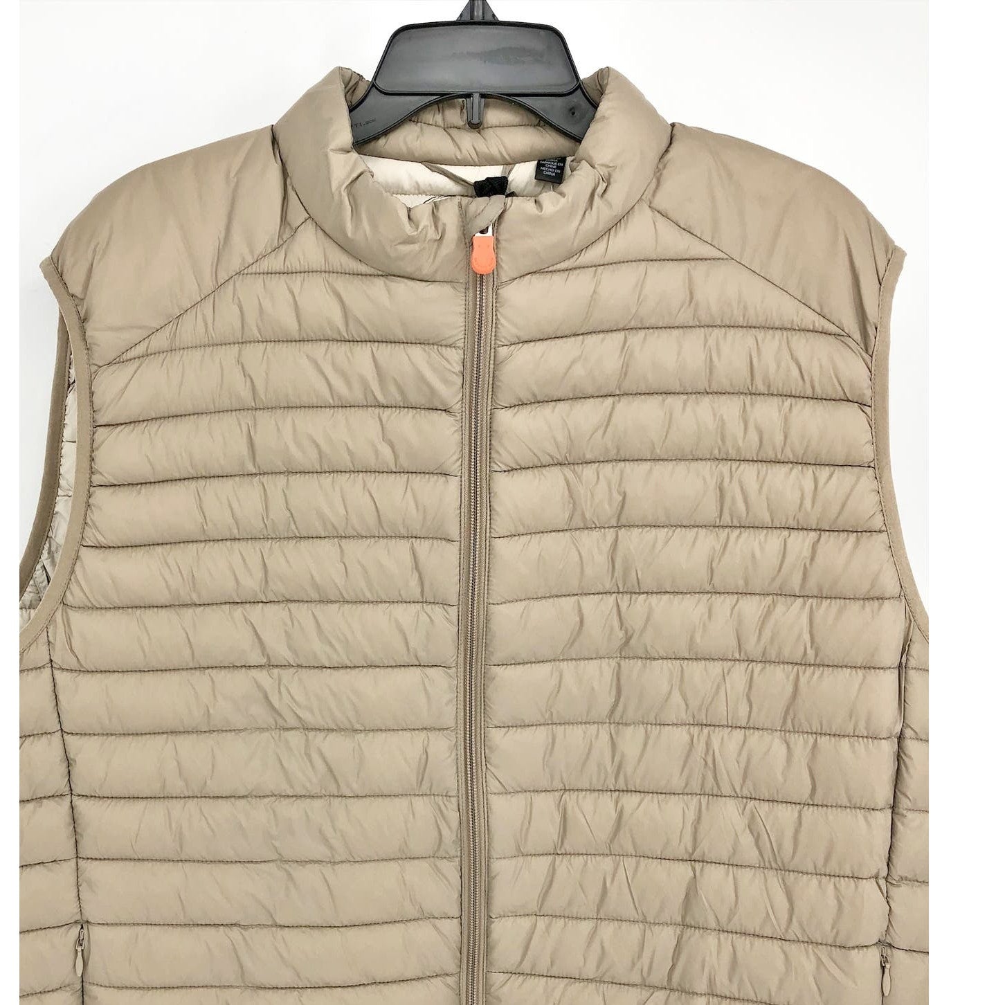 Save the Duck Womens Giga 16 Puffer Vest XXL Dune Beige Full Zip Mock Neck NWT