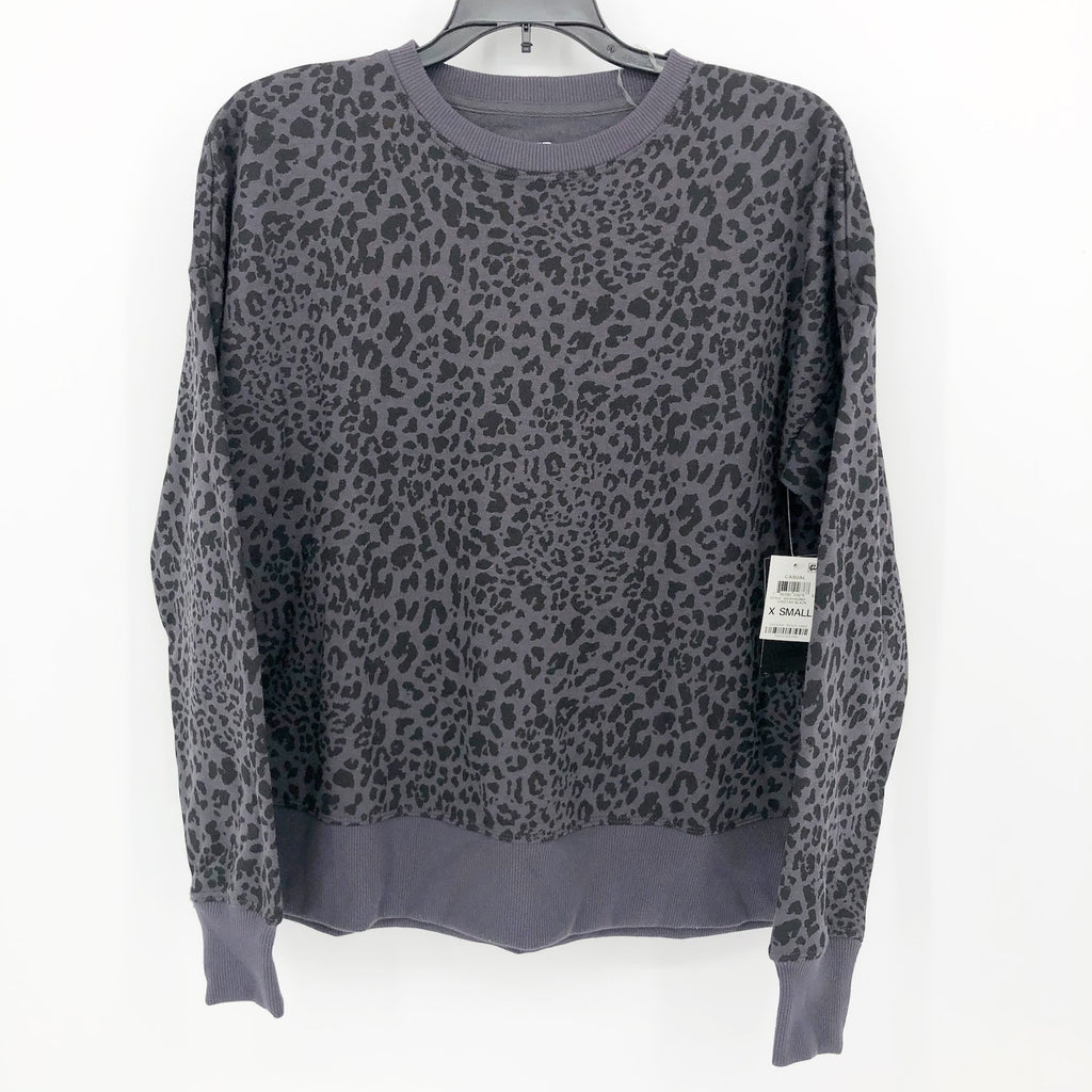 Ideology Womens Cheetah Print Sweatshirt XS Black Crew Neck NWT