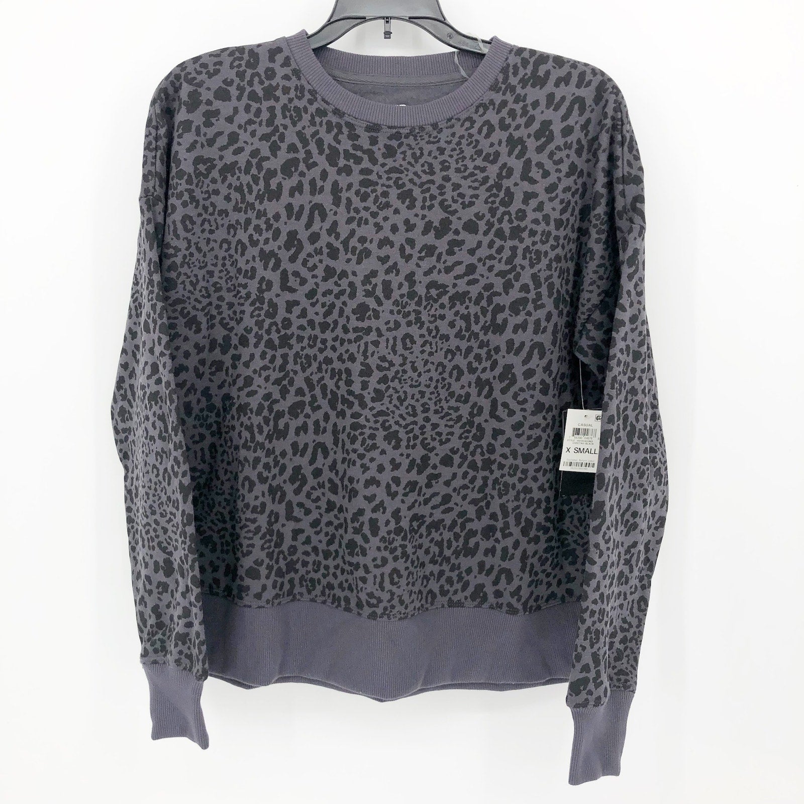 Ideology Womens Cheetah Print Sweatshirt XS Black Crew Neck NWT