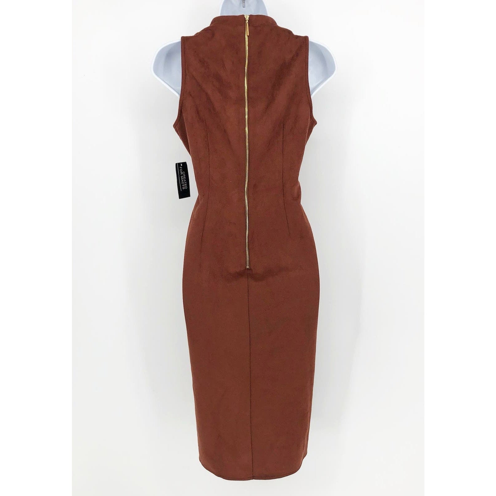 INC International Concepts Midi Dress SIZE 2 Brown Faux Suede Sleeveless NWT