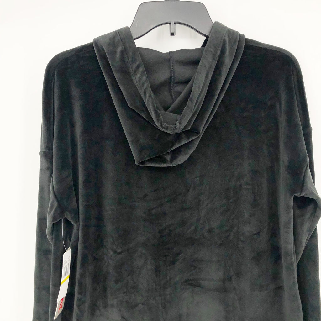 32 Degress Heat Womens Velour Hoodie Medium Black Pullover Pouch Pocket NWT