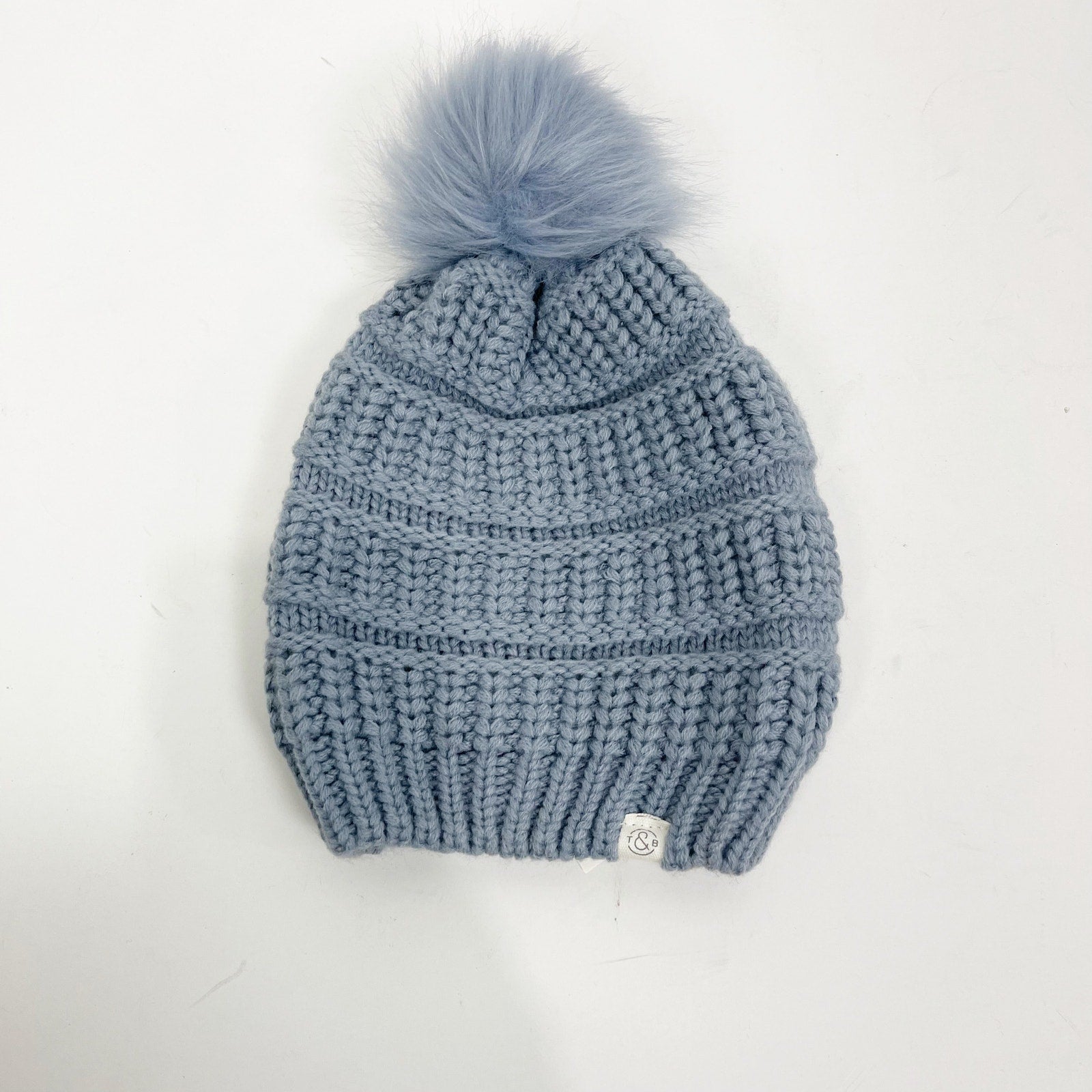 Treasure & Bond Women's Faux Fur Pom Beanie | Blue Cerulean | One Size NWT