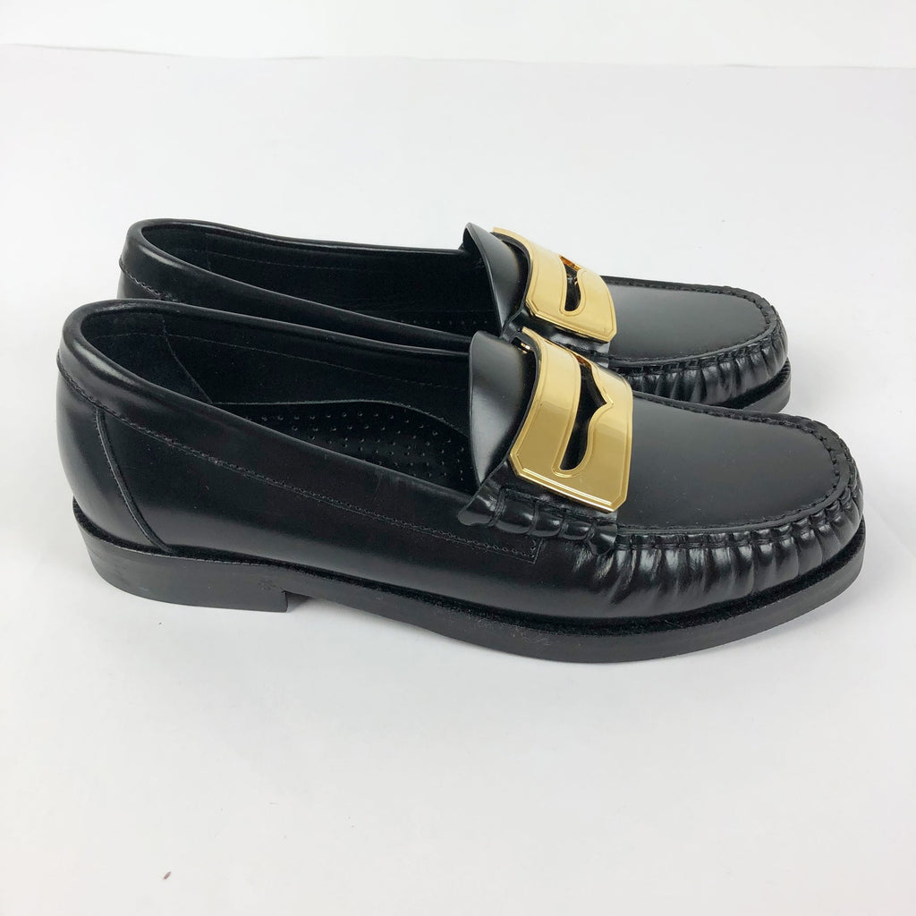 Buscemi Womens Town Loafers EU 35 US 5 Black Leather Gold Made in Italy NWOB