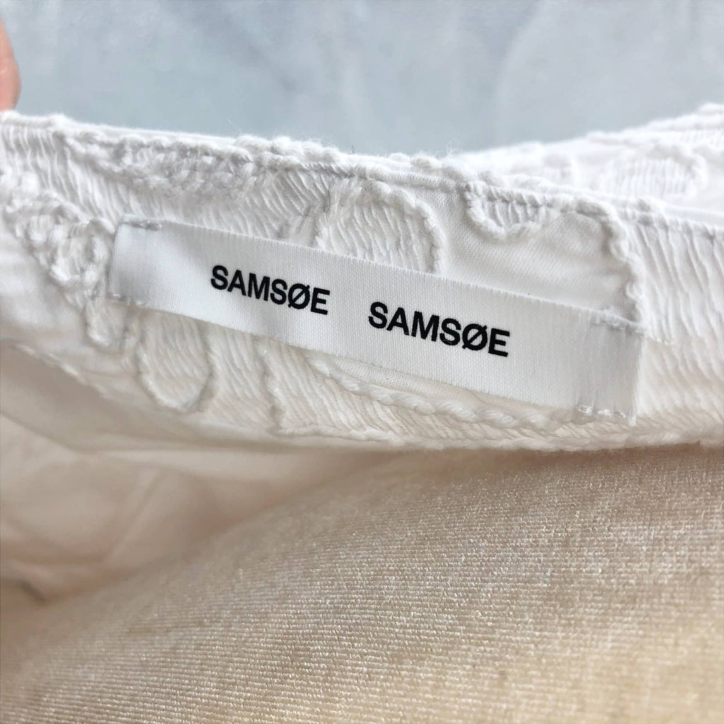 SAMSOE SAMSOE Women's Anai Dress Medium Bright White Embroidered V Neck NWOT