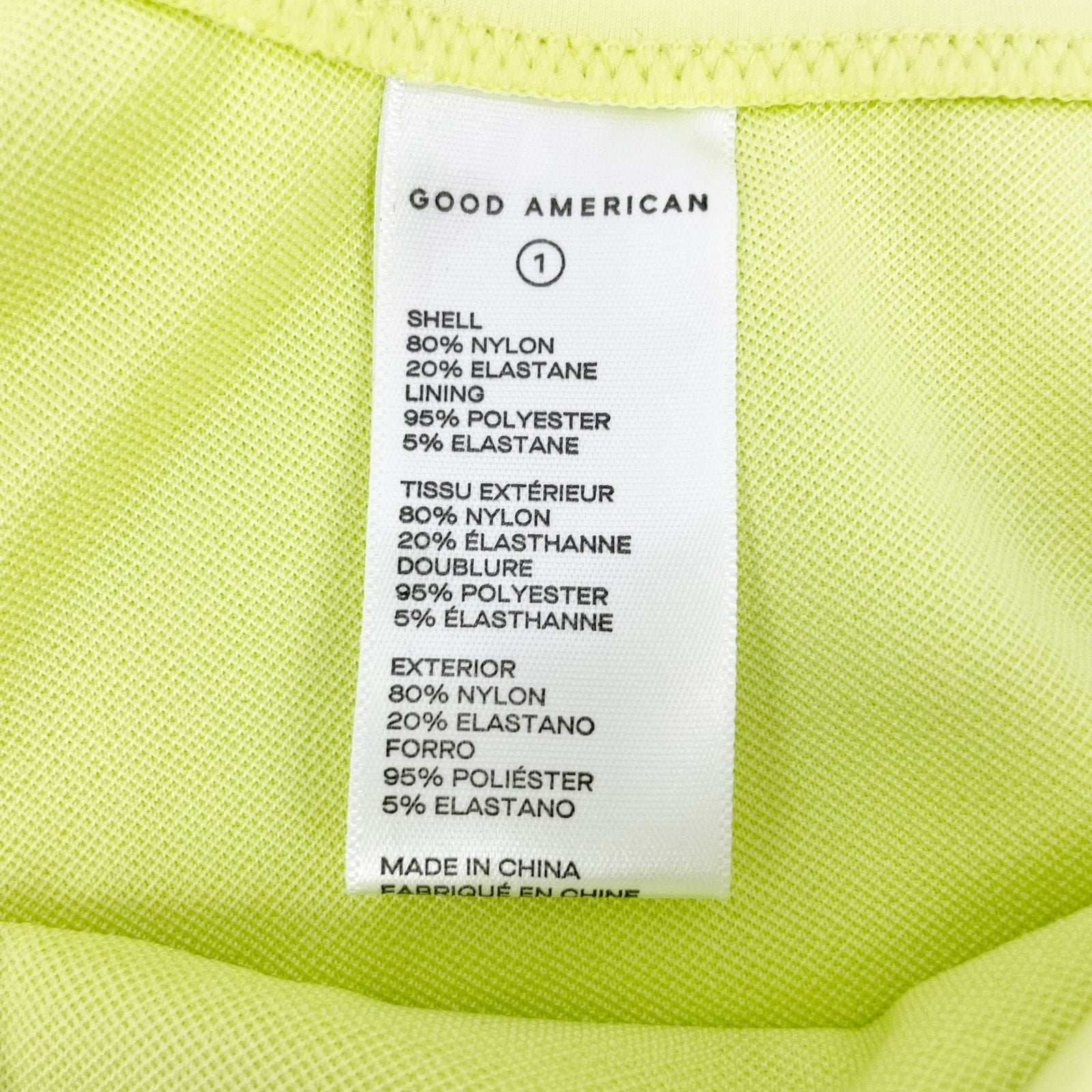 Good American Scuba Hot Shoulder Bikini Top Size 1 Small Swim Key Lime Green NWT