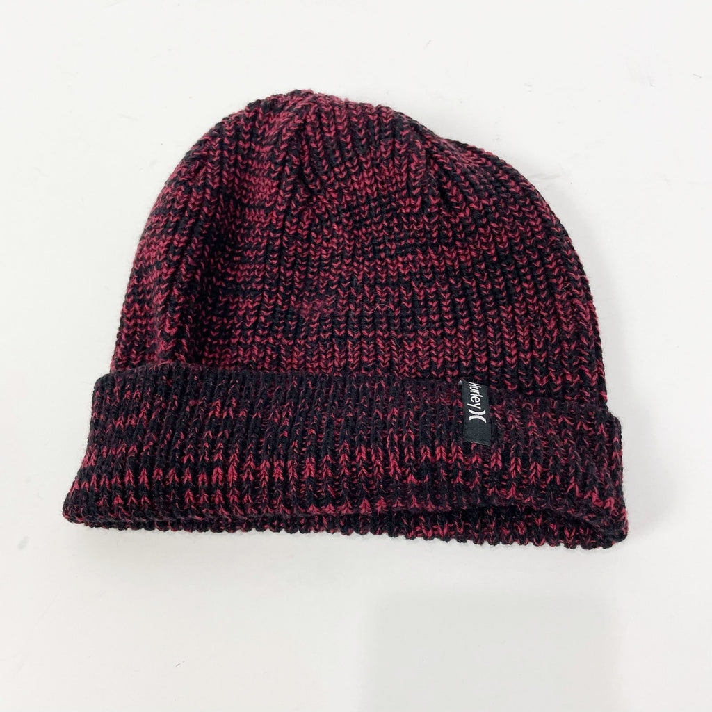Hurley Mens Max Cuff 2.0 Beanie Hat Red Black Knit NWT