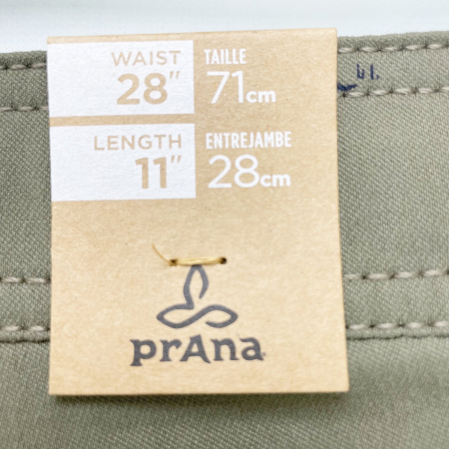 prAna Mens Brion Shorts Size 28 Slate Green Mountain Print 11 inch Inseam