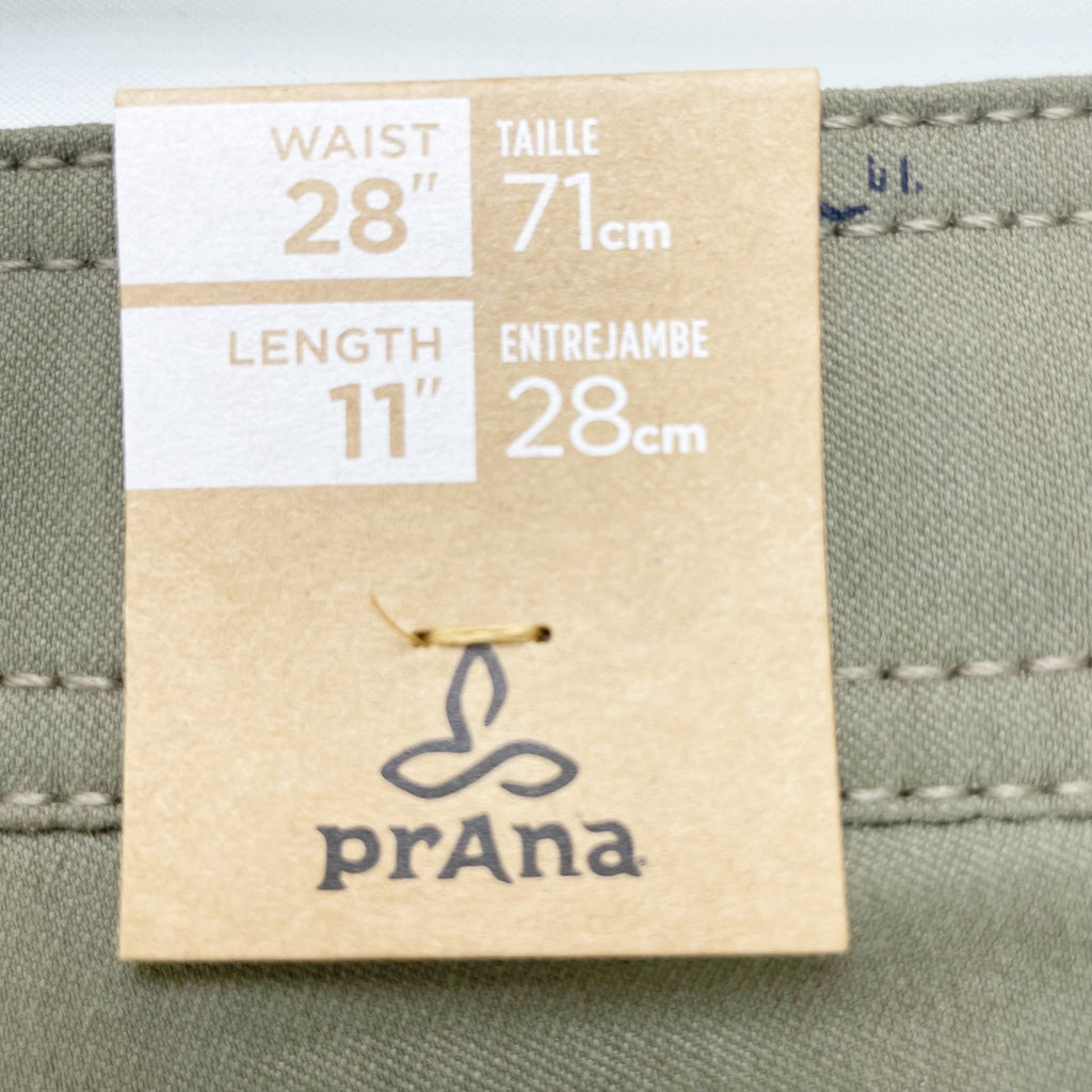 prAna Mens Brion Shorts Size 28 Slate Green Mountain Print 11 inch Inseam NWT