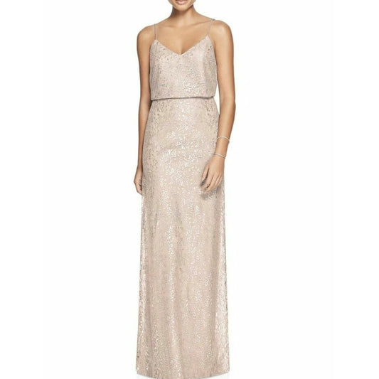 AFTER SIX Women's Rococo Lace Sequin Two-Piece Gown 4 Beige Silver Lace NWT