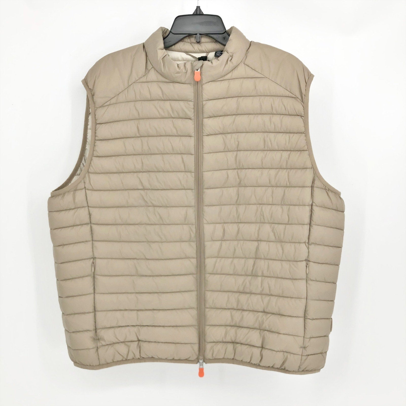Save the Duck Womens Giga 16 Puffer Vest XXL Dune Beige Full Zip Mock Neck NWT