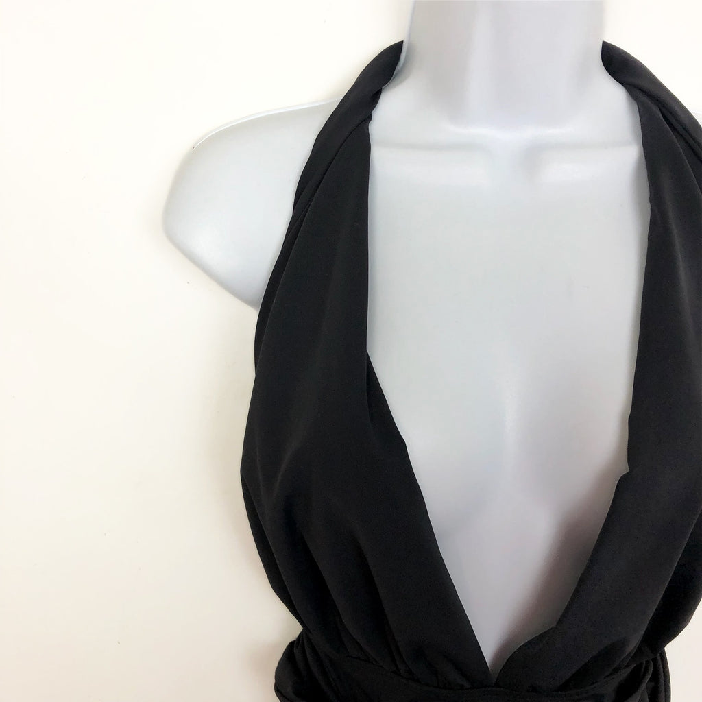 Good American Waist Cincher One Piece Swimsuit 4 XL Black T Back Strap NWOT