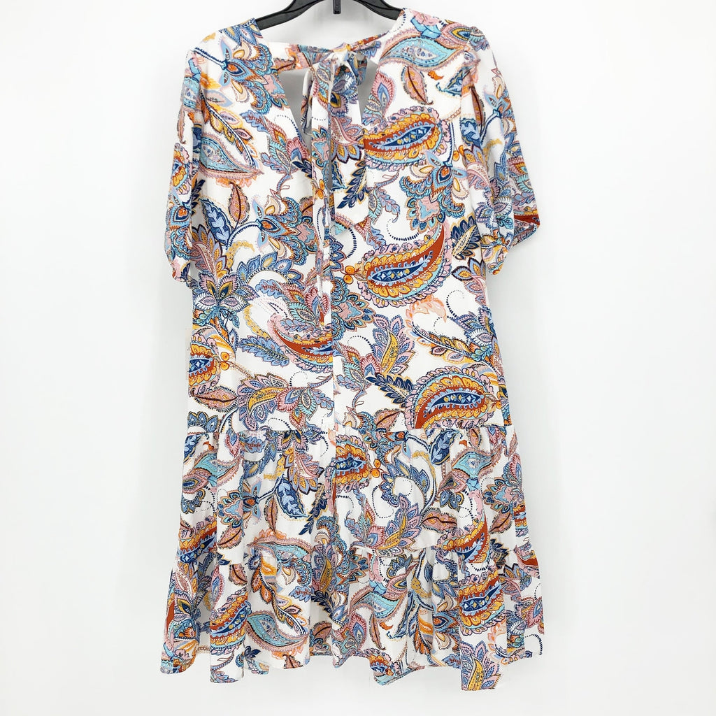 INC International Concepts Womens Paisley Dress XS White Multicolor Vneck NWT