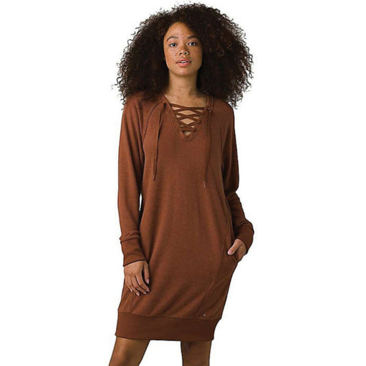 prAna Womens Cozy Up Terry Dress Roux Heather Orange SMALL