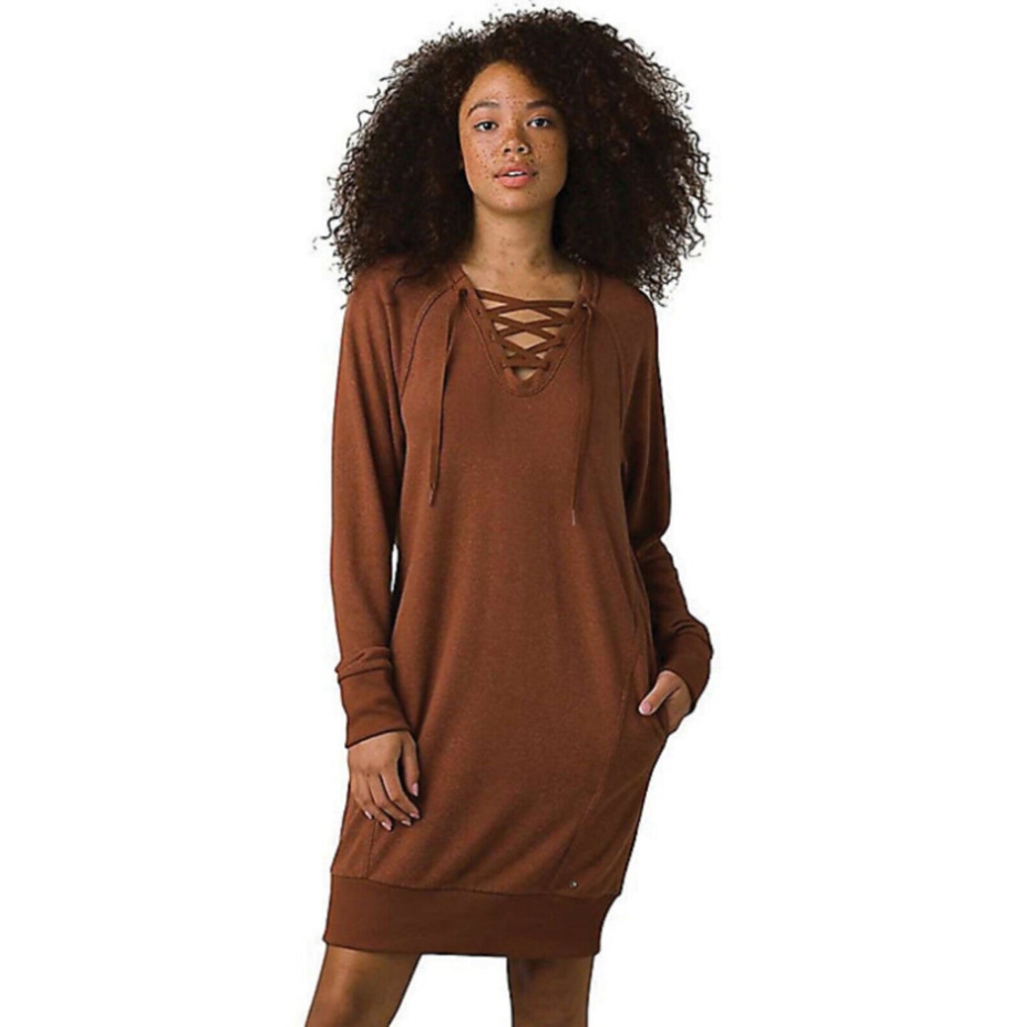 prAna Womens Cozy Up Terry Dress Roux Heather Orange SMALL