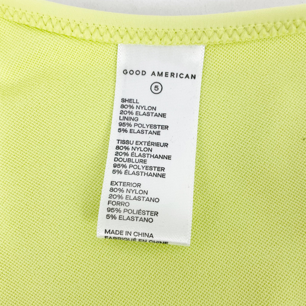 Good American Scuba Hot Shoulder Bikini Top Size 5 XXL Swim Key Lime Green NWT