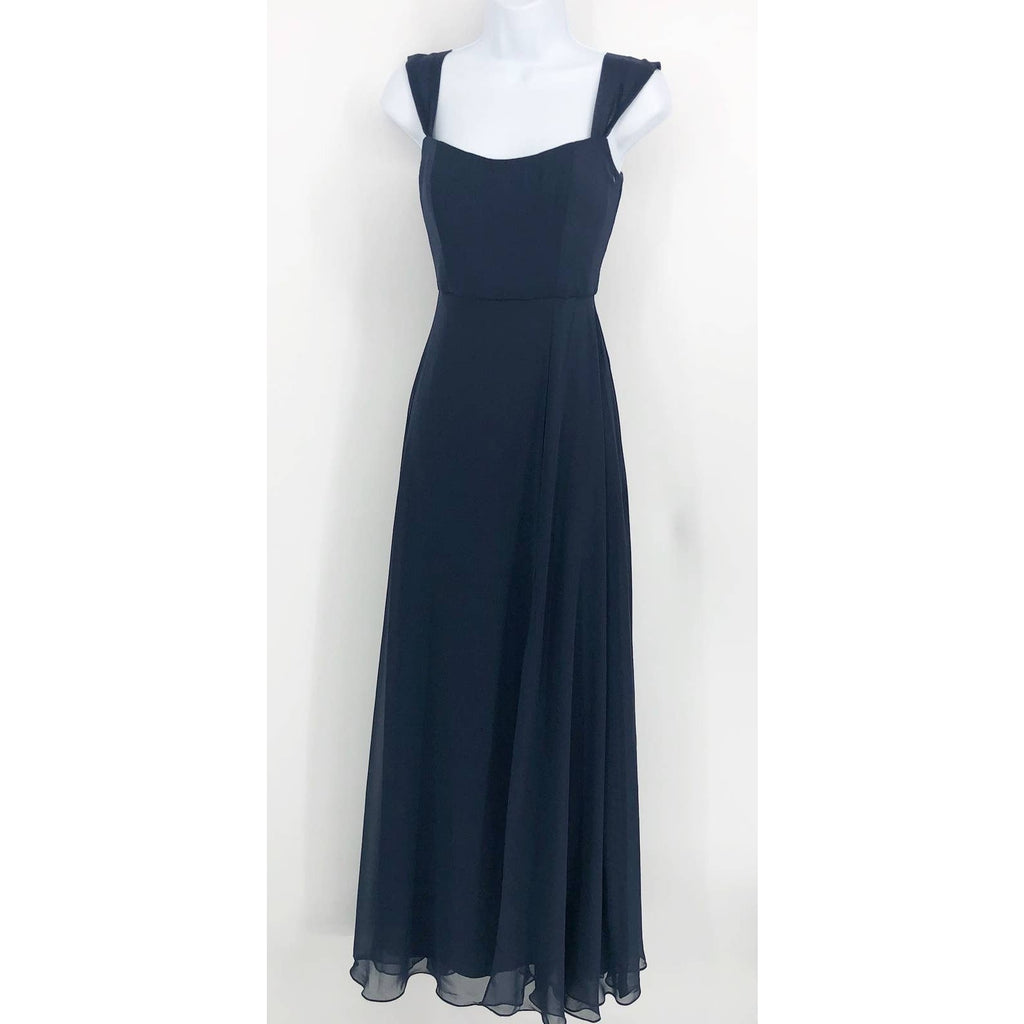AFTER SIX 1560 Off-the-Shoulder Long Dress 2R Midnight Blue Gown Formal NWOT