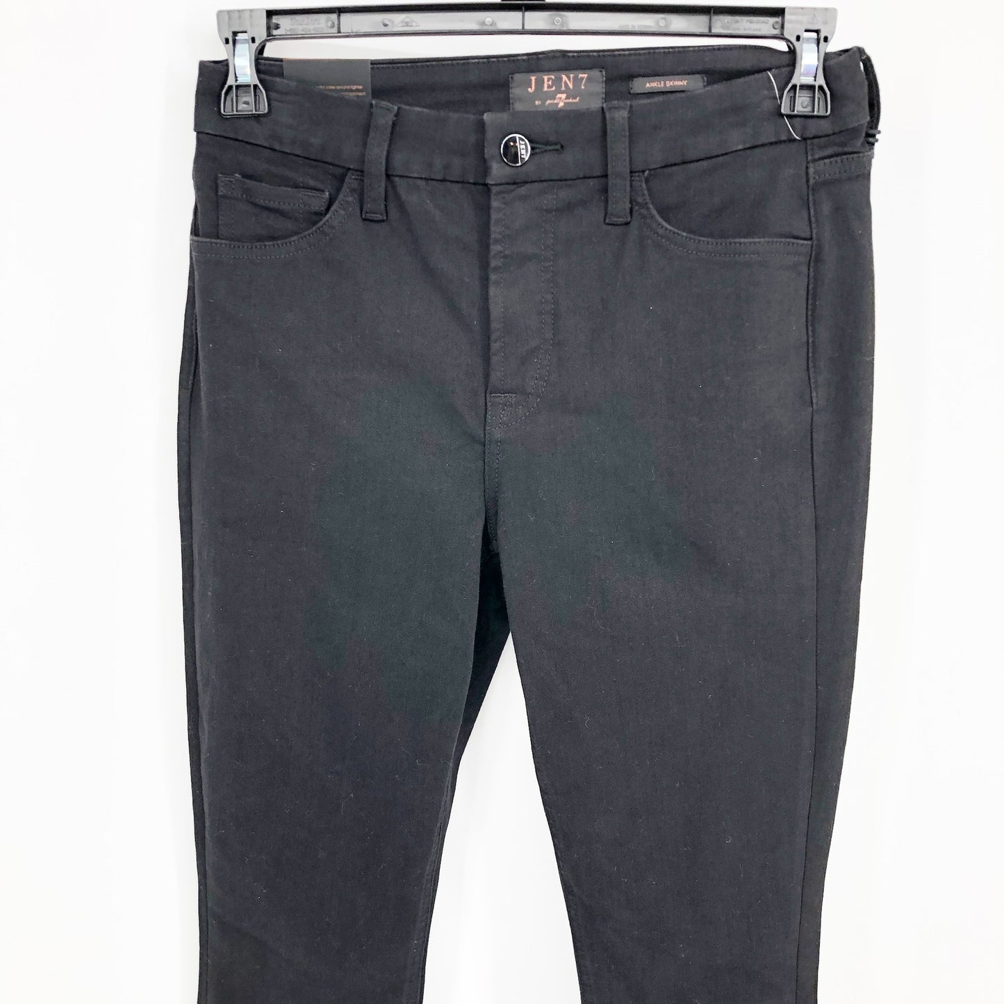 JEN7 7 For All Mankind Womens Skinny Ankle Jeans 6 Black Denim Stretch NWT