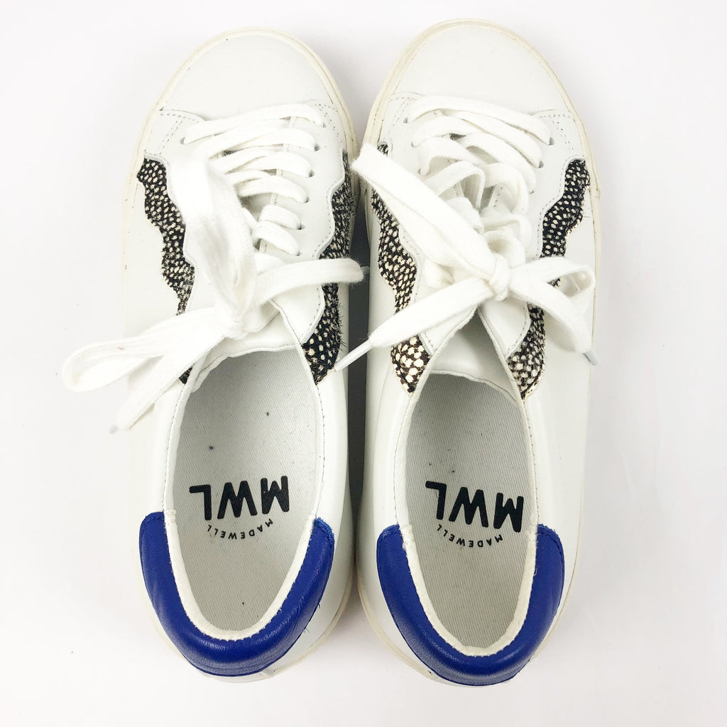 MADEWELL Womens Sidewalk Low-Top Sneakers Size 6 White Leather Wave NWOB