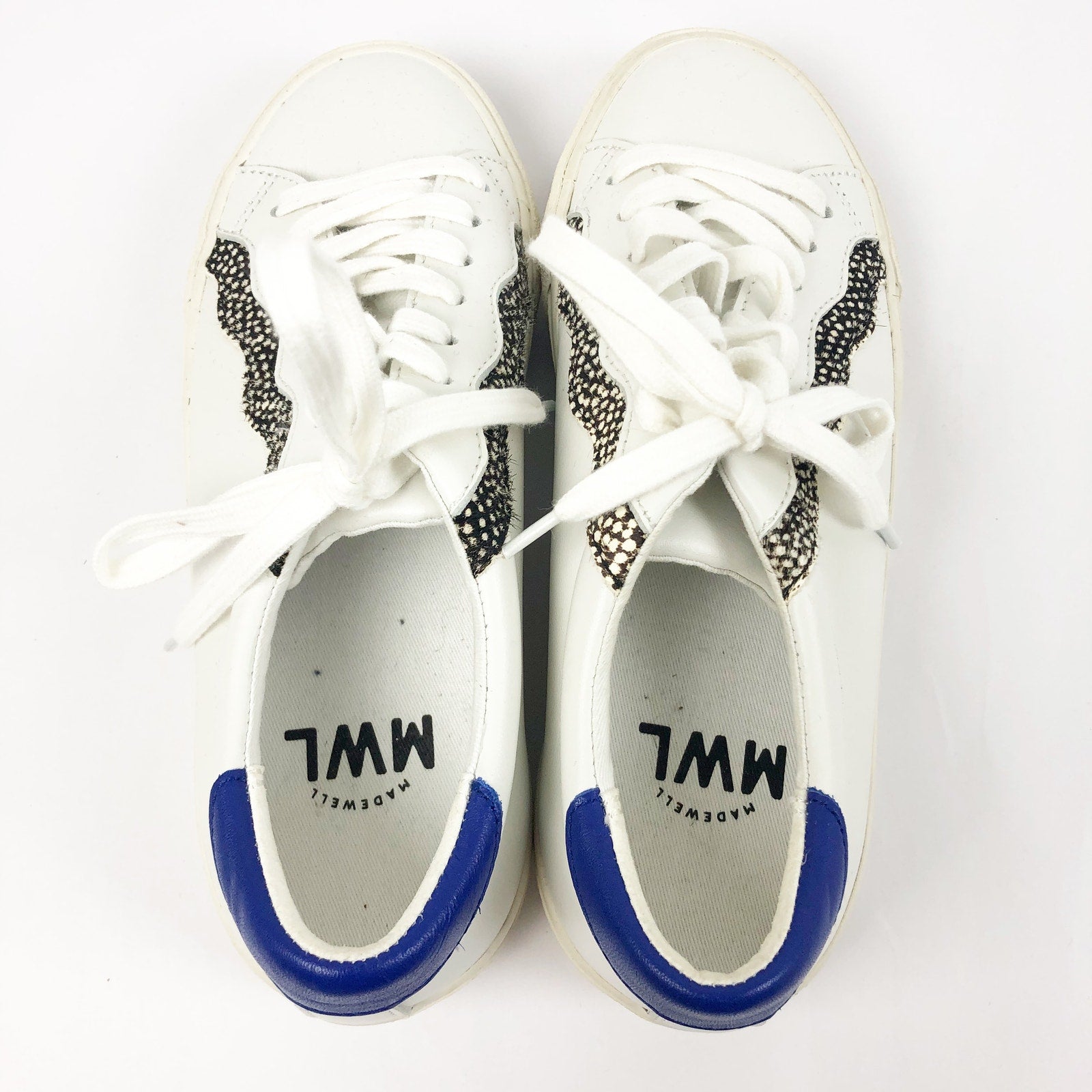 MADEWELL Womens Sidewalk Low-Top Sneakers Size 6 White Leather Wave NWOB