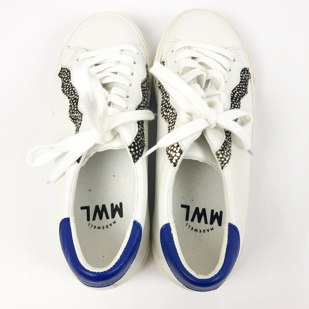 MADEWELL Womens Sidewalk Low-Top Sneakers Size 6 White Leather Wave NWOB