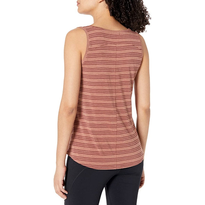 prAna Womens Foundation Tank Top XS Orange Red Scoop Neck Stripe