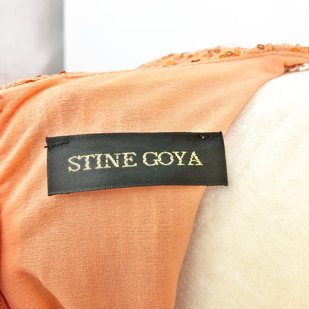 Stine Goya Womens Louiza Sequin Mini Dress Small Orange Drape Sleeveless NWOT