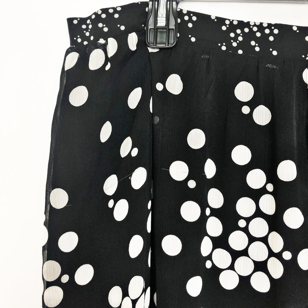Estelle Womens Adele Spot Midi Skirt 2X Black White Handkerchief Hem NWT