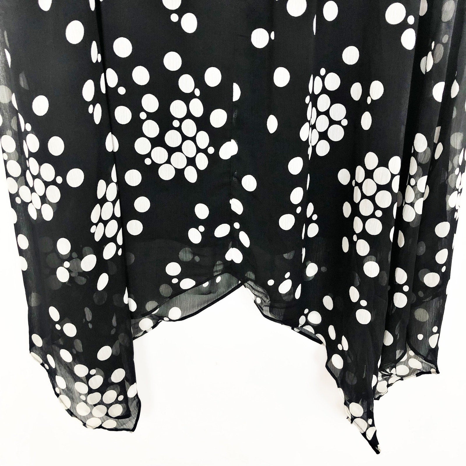 Estelle Womens Adele Spot Midi Skirt 2X Black White Handkerchief Hem NWT