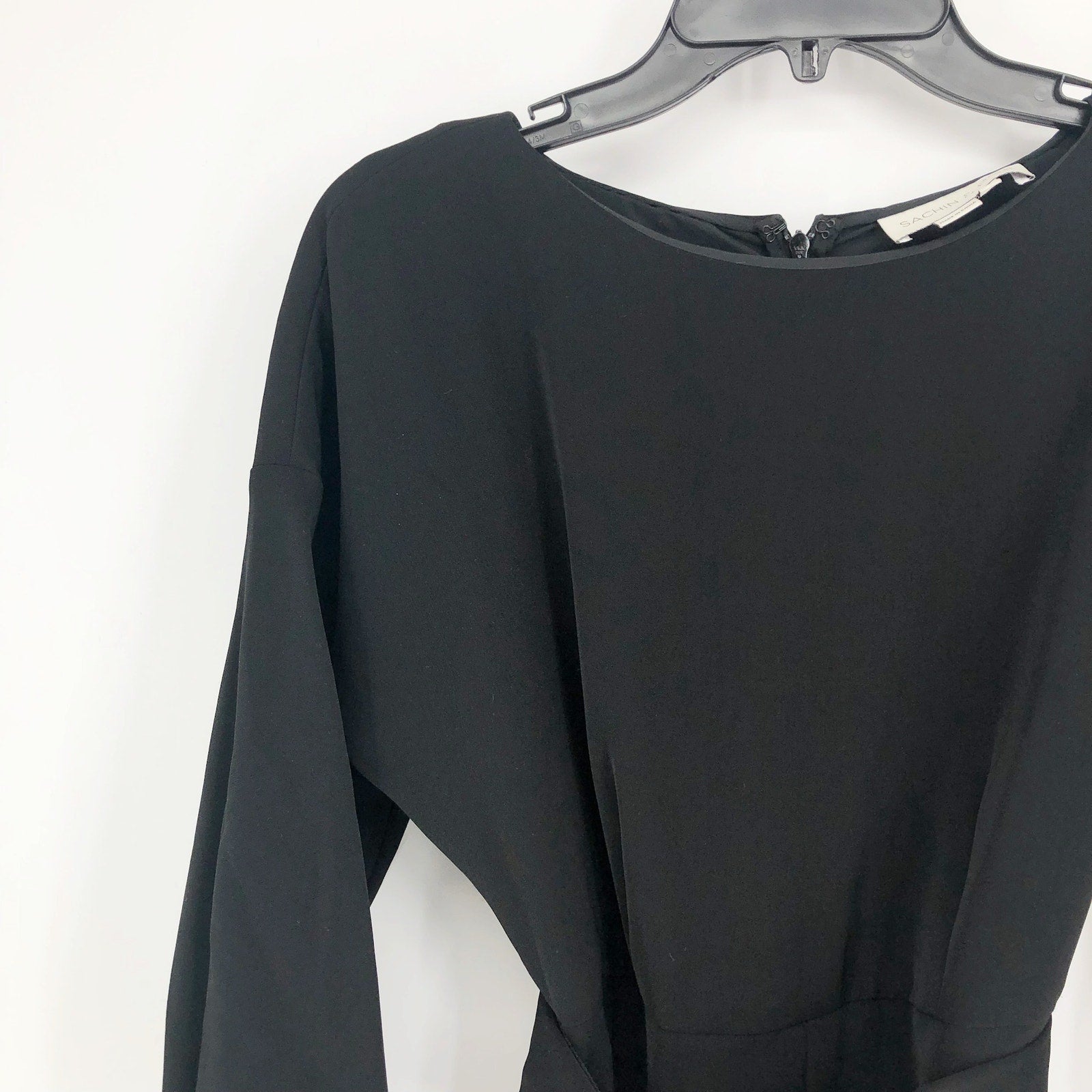 Sachin & Babi Annie Belted Midi Sheath Dress 2 Black Long Sleeve $450