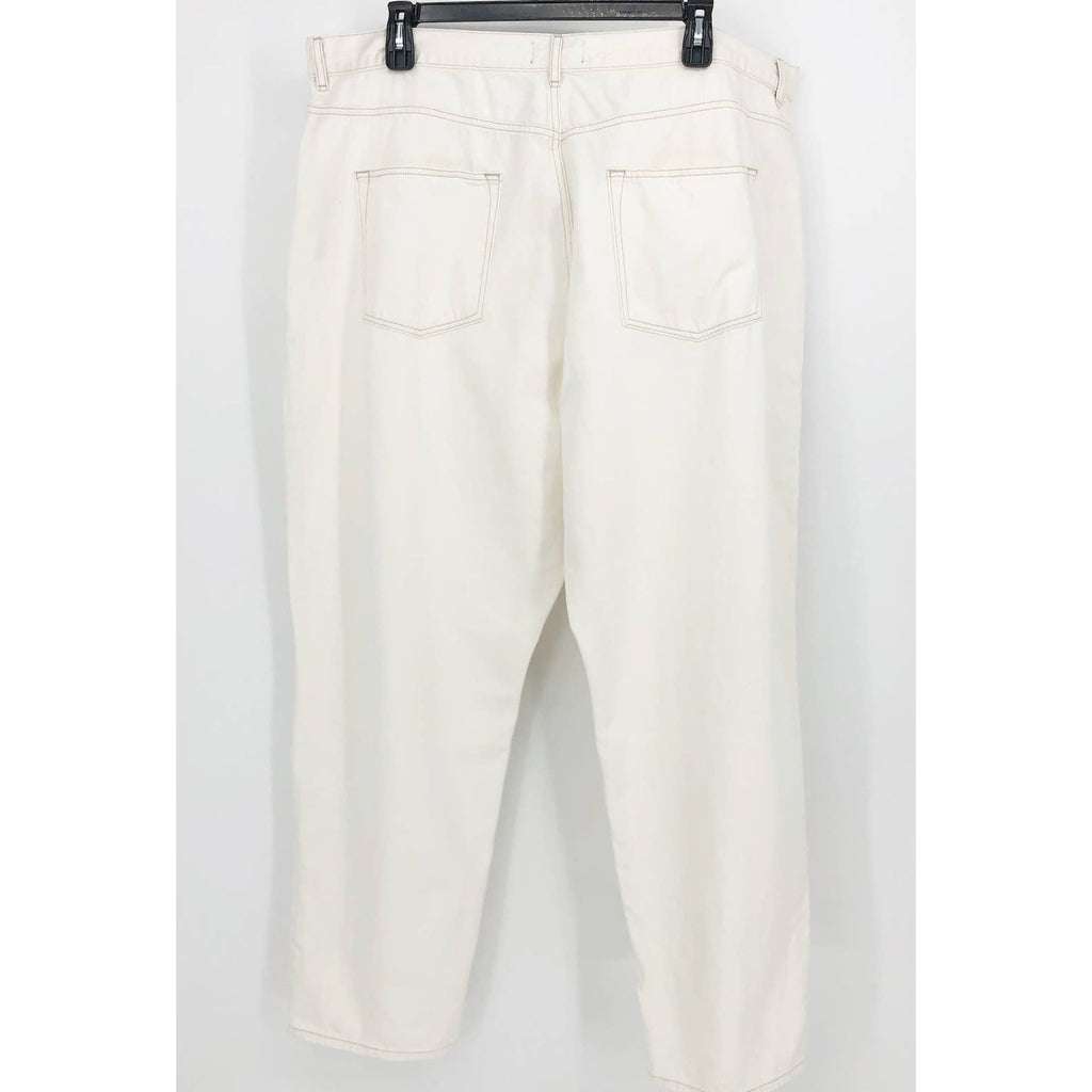 ASOS Womens Straight Keg Jeans US 20 Cream High Rise Denim Non Stretch Cotton