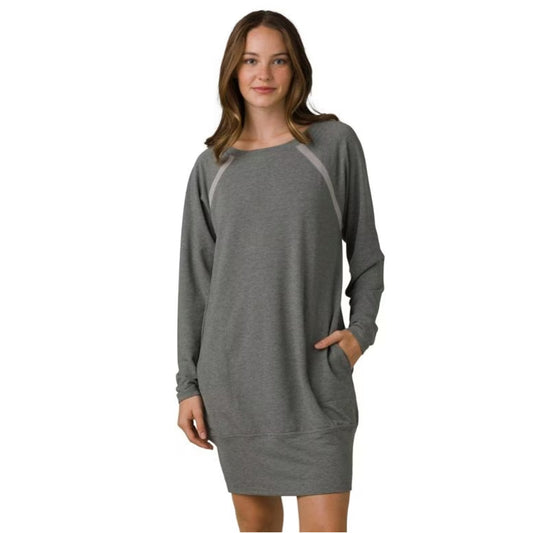 Prana Womens Rosie Sweater Dress Small Grey Sweatshirt Relaxed NWT