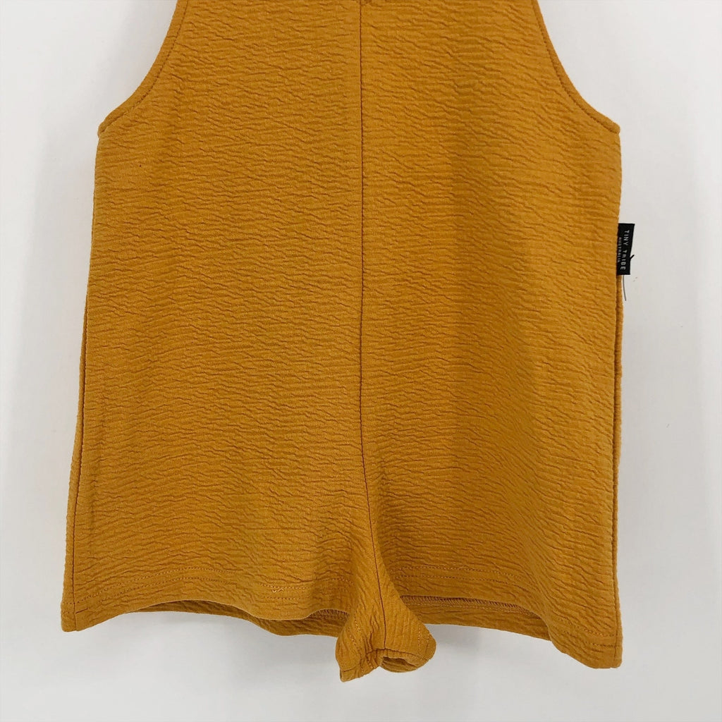 TINY TRIBE AUSTRALIA Kids Knot Overalls US 6 Gold Stretch Knit Pockets NWOT