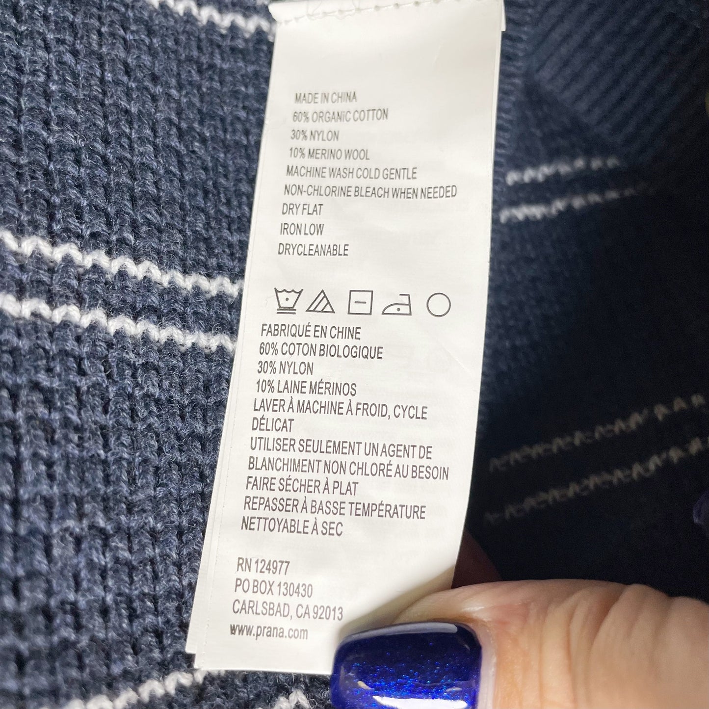 prAna Womens Milani Henley Dress Nautical Stripe Blue Small