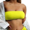 Good American Always Fits Bandeau Bikini Top 1/2 S-M Electric Yellow Swim NWT