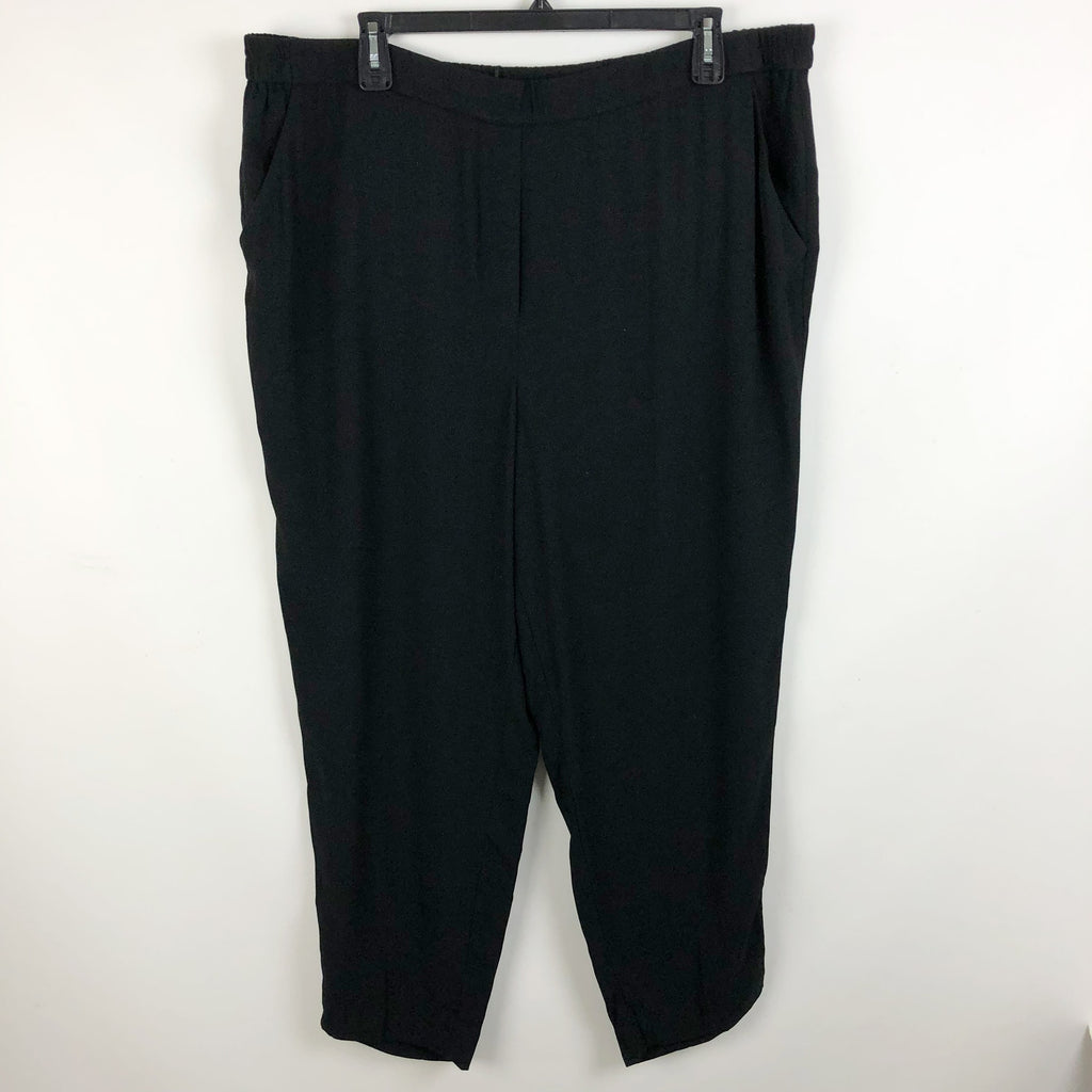 HALOGEN Women Ankle Pants Black Size 22 Classic Pull-On High Rise Pockets NWT